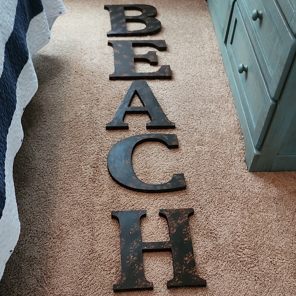 Pottery Barn Black Metal BEACH Sign
